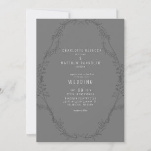 Invitación gris vintage dibujada a mano sin padres