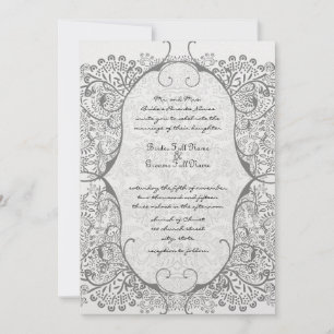 Invitación Gris Whimsical Love Bird Pattern Wedding Invita a