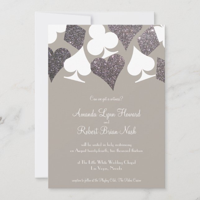 Invitación Gris y plata Boda de Las Vegas (Anverso)