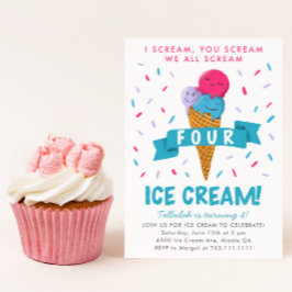 Invitación Grito cuatro helados cuarto Fiesta de cumpleaños
