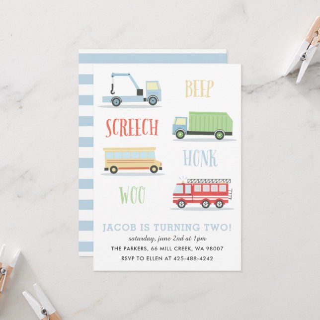 Invitación Grito de voz Woo Kid cumpleaños Party_Mist (Anverso/Reverso In Situ)