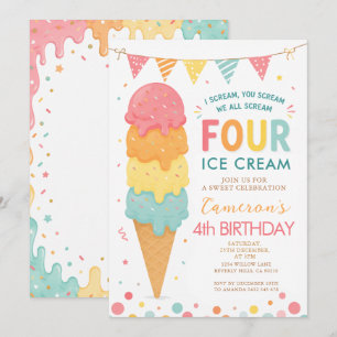 Invitación Grito, Gritas, Todos Gritamos por Helado 