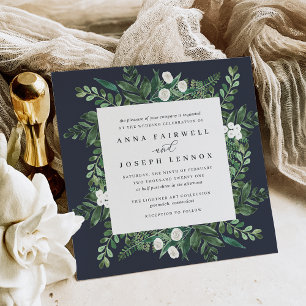 Invitación Groenlandia Square Boda botánico acuarela