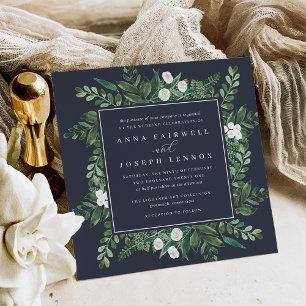 Invitación Groenlandia Square Boda botánico acuarela