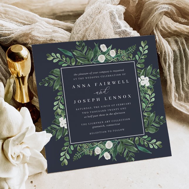 Invitación Groenlandia Square | Boda botánico acuarela (Subido por el creador)