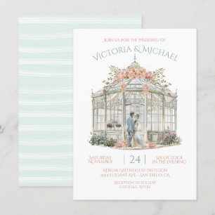 Invitación Groom Bride y Groom Venue Boda acuarela