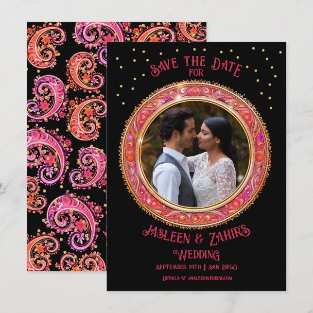 Invitación Groom de novia india salva la fecha (Anverso / Reverso)