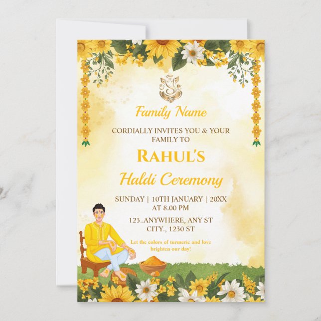 Invitación Groom Haldi Ceremony Invitation Card (Anverso)