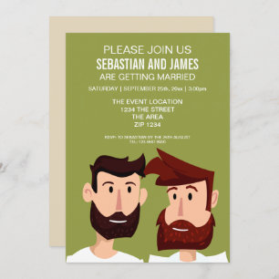 Invitación Grooms Gay Con Pechos Personalizado Boda Tema