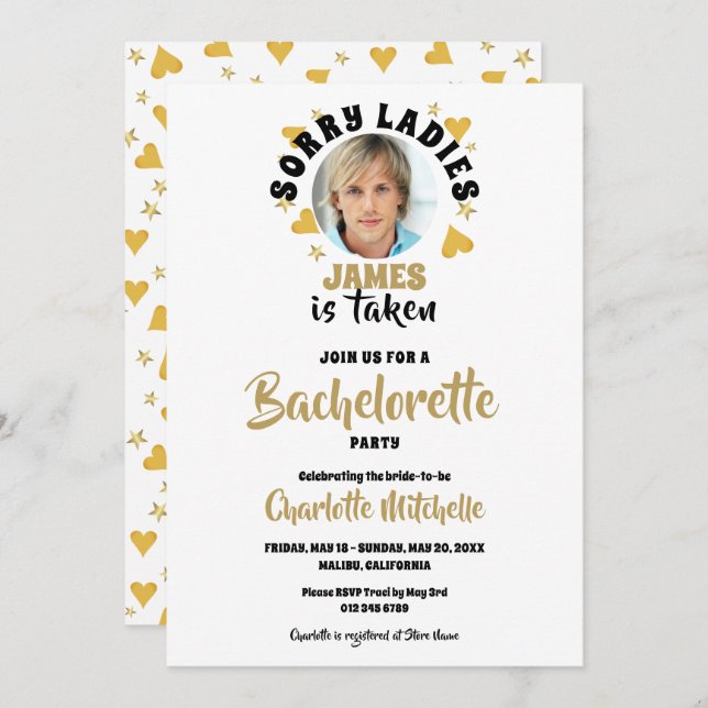 Invitación Grooms Personalizado Face Photo Bachelorette Party (Anverso / Reverso)