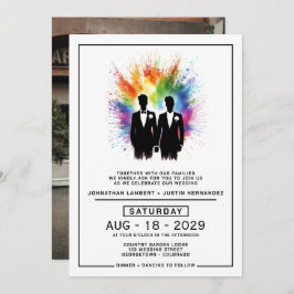 Invitación Grooms Rainbow Burst Boda