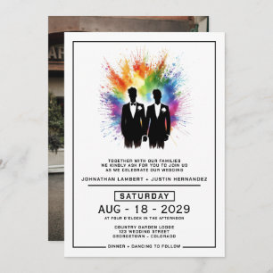 Invitación Grooms Rainbow Burst Boda
