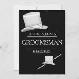 Invitación Groomsman elegante plateado de sombrero superior d