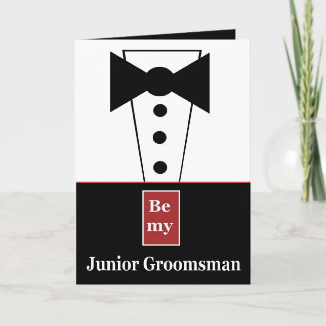 Invitación GROOMSMAN JUNIOR con Tux Funny A01 (Anverso)