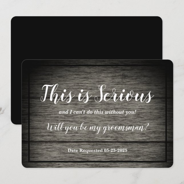 Invitación Groomsman pide esto es madera rusa seria (Anverso / Reverso)