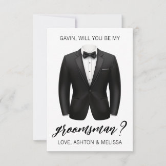 Invitación Groomsman Proposal Card, Black Tuxedo, Suit Jacket