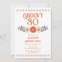Groovy 30 Classic Daisy Hippie Flora Leaf Cumpleañ