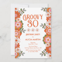 Groovy 30 Classic Hippie Flora Leaf Cumpleaños