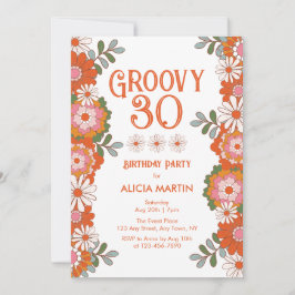 Invitación Groovy 30 Classic Hippie Flora Leaf Cumpleaños