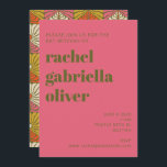Invitación Groovy 70 Vintage Green Floral Bat Mitzvah<br><div class="desc">¡Fijar el tono para una celebración lejana con esta invitación a Mitzvah Bat verde y rosa brillante de inspiración retro! Perfecto para traer vibrantes vibraciones de los años 70 a su evento especial, esta invitación presenta colores vivos y un divertido diseño de inspiración vintage que seguro entusiasmará a sus huéspedes....</div>