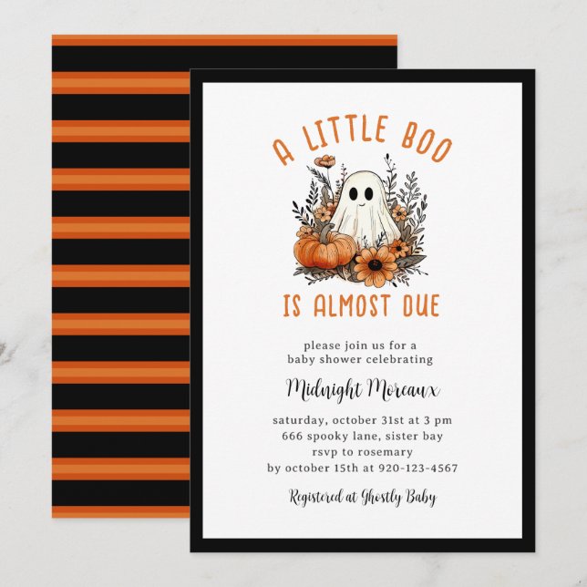 Invitación Groovy A Little Boo Halloween Baby Shower (Anverso / Reverso)
