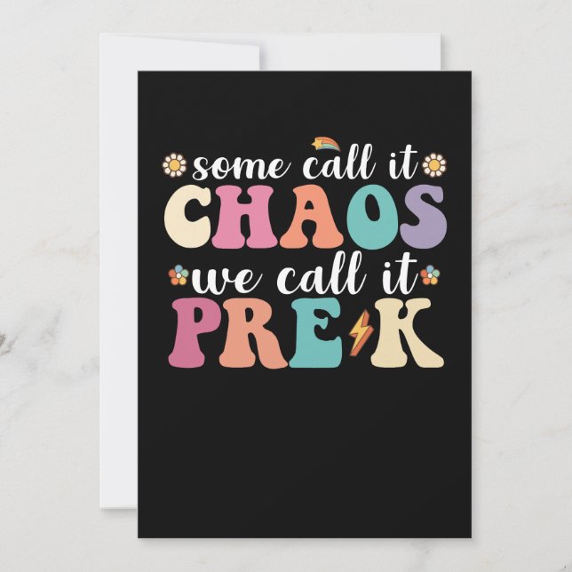 Invitación Groovy Algunos Lo Llaman Caos Lo Llamamos Profesor (Anverso)