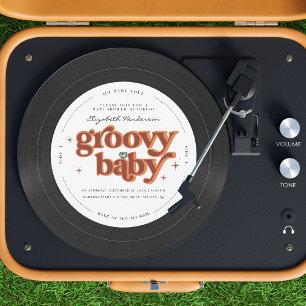 Invitación Groovy Baby   Baby Shower de Disco de Vinilo Retro