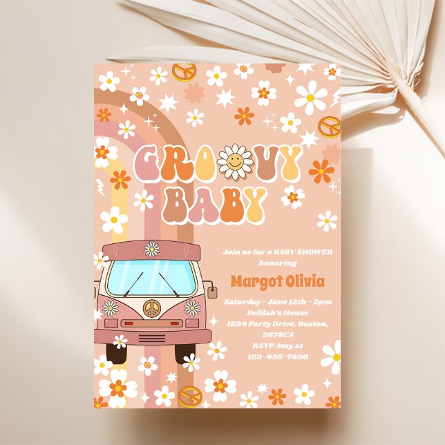 Invitación Groovy Baby Baby Shower Fiesta (Subido por el creador)