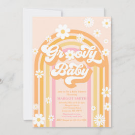Invitación Groovy Baby Boho Daisy Rainbow Fiesta de Bebé