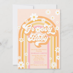 Invitación Groovy Baby Boho Daisy Rainbow Fiesta de Bebé