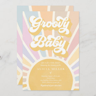 Invitación Groovy Baby Boho Retro Sunshine Baby Shower