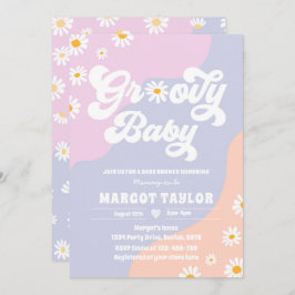 Invitación Groovy Baby Daisy Boho Hippy Vibes Baby Shower