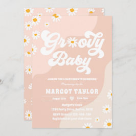 Invitación Groovy Baby Daisy Boho Hippy Vibes Baby Shower