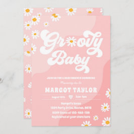 Invitación Groovy Baby Daisy Boho Hippy Vibes Baby Shower