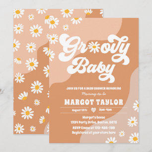Invitación Groovy Baby Daisy Boho Hippy Vive Baby Shower En
