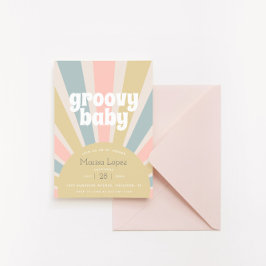 Invitación Groovy Baby Hippie Retro Baby Shower