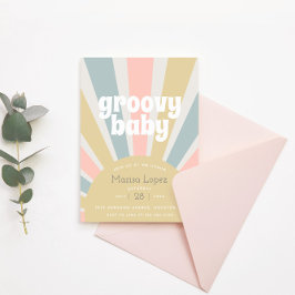 Invitación Groovy Baby Hippie Retro Baby Shower