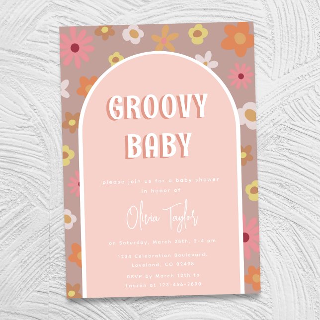 Invitación Groovy Baby Retro Boho Chica Baby Shower (Subido por el creador)