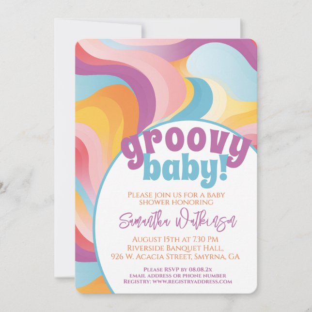 Invitación Groovy Baby Retro Boho Wave Baby Shower (Anverso)