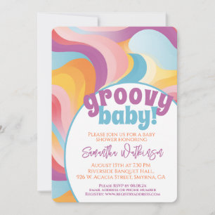Invitación Groovy Baby Retro Boho Wave Baby Shower