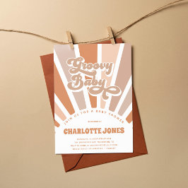 Invitación Groovy Baby Retro Sun Bohemian Baby Shower