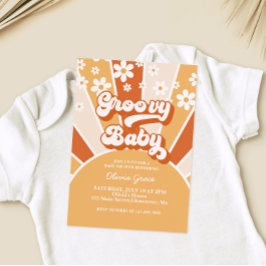 Invitación Groovy Baby Retro Sunshine Daisy Baby Shower Invit