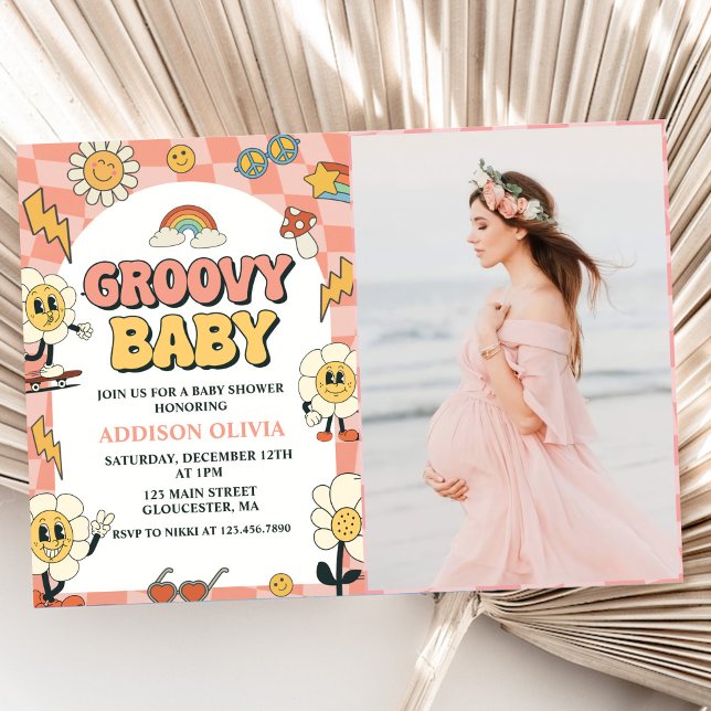 Invitación Groovy Baby Retro Van Pink Baby Shower Fiesta (Subido por el creador)