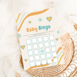 Invitación Groovy Baby Shower Bingo Gift Retro Game Card