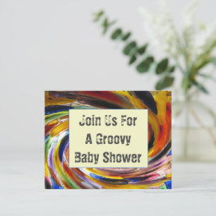 Invitación Groovy Baby Shower Bright Swirl Retro Tie-Dye