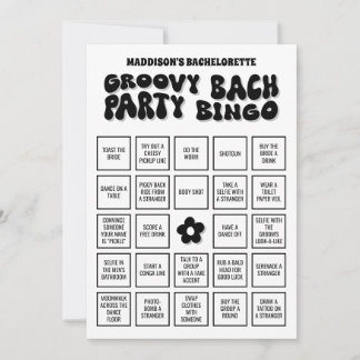 Invitación Groovy Bach Bachelorette Party Bingo, Descárguelo!