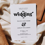 Invitación Groovy Black White Retro Typography Boda<br><div class="desc">¿Buscas una elegante invitación de bodas en blanco y negro con una moderna tipografía retro? Echa un vistazo a esta moderna tipografía retro blanca y negra invitación a la boda. Puede agregar detalles en los campos de plantilla muy fácilmente e incluso puede cambiar el estilo de fuente del texto editable...</div>
