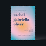 Invitación Groovy Blue Gradient Retro Photo Bat Mitzvah<br><div class="desc">Groovy Blue Gradient Retro Photo Bat Mitzvah Invitación</div>