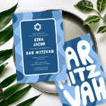 Invitación Groovy Blue Waves Star de David Personalizado Bar<br><div class="desc">¡Tarjeta perfecta para anunciar una mitzvah de murciélago, el bar mitzvah u otra celebración judía! ¡La mano hizo arte para ti con la letra a mano en la parte trasera! ¡TODO PERSONALIZABLE! Haga clic en "Personalizar" para editar el texto. Haga clic en "editar usando la herramienta de diseño" para ajustar...</div>