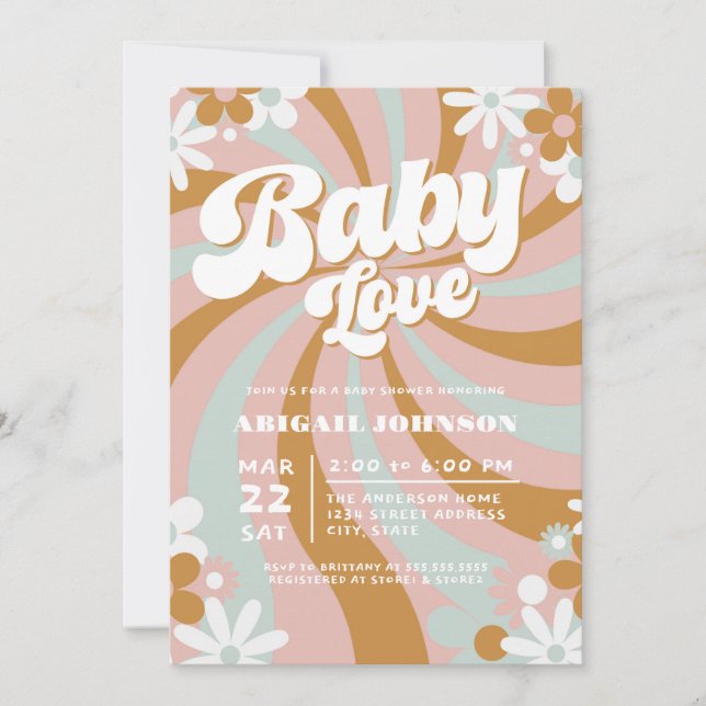 Invitación Groovy Boho Baby Shower (Anverso)